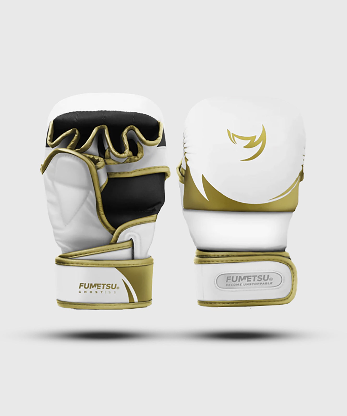 Fumetsu Ghost S3 Guantes de Sparring MMA - Blanco/Oro