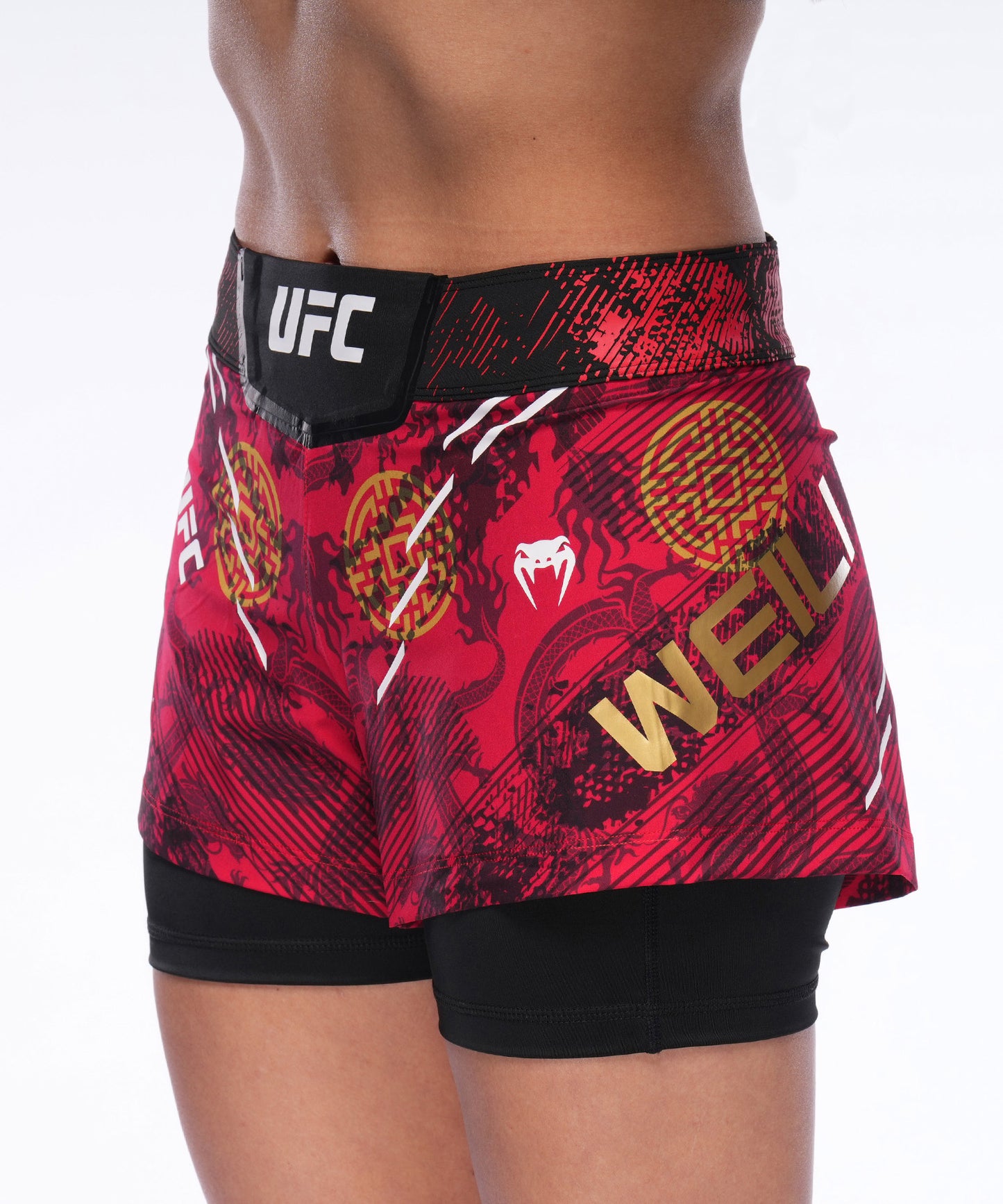UFC Adrenaline Unrivaled by Venum Weili Zhang Fightshort - Rot/Gelb/Schwarz
