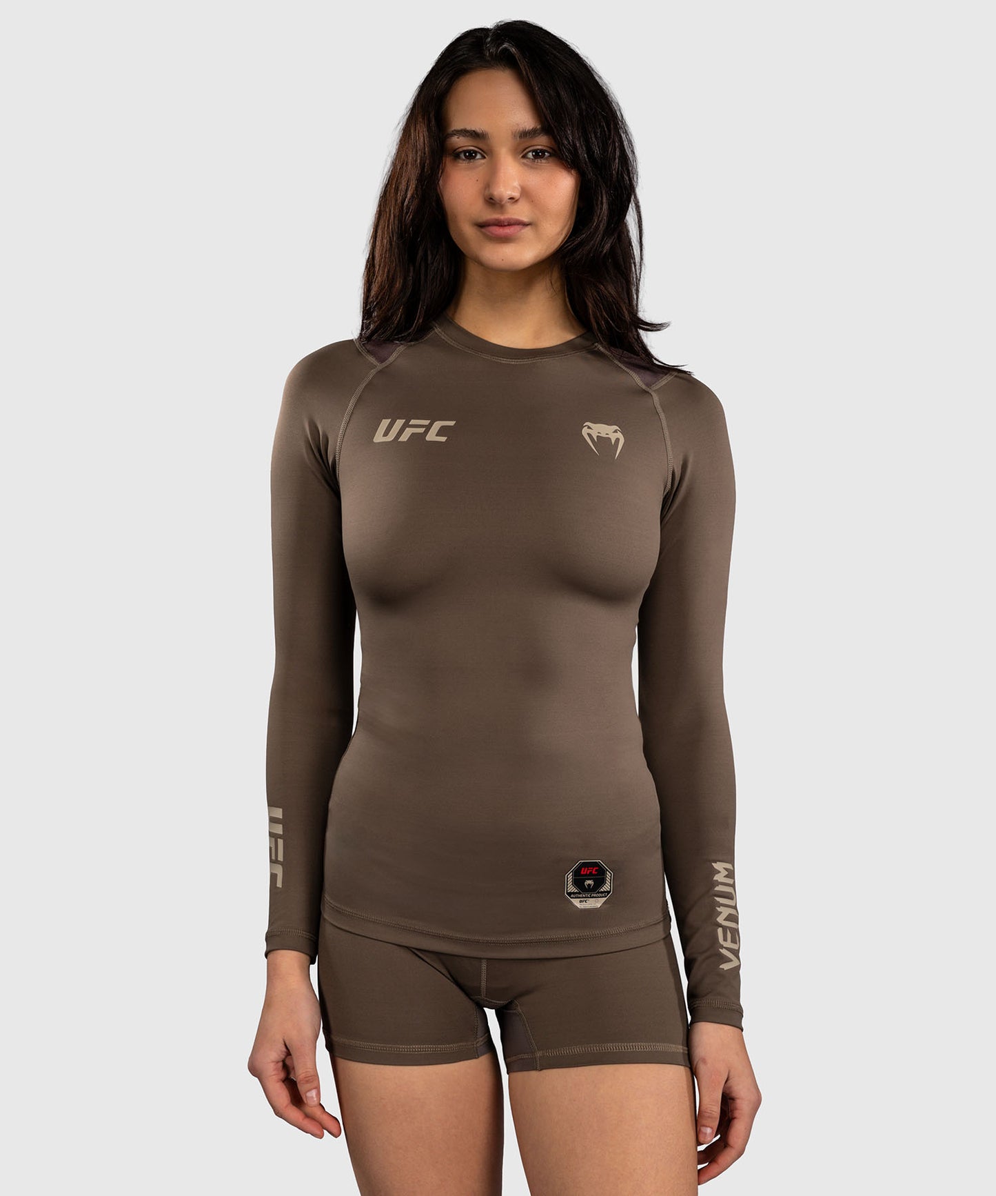 Rashguard à Manches Longues Technique pour Femme Venum UFC Unity by Venum Authentic Fight Week - Marron
