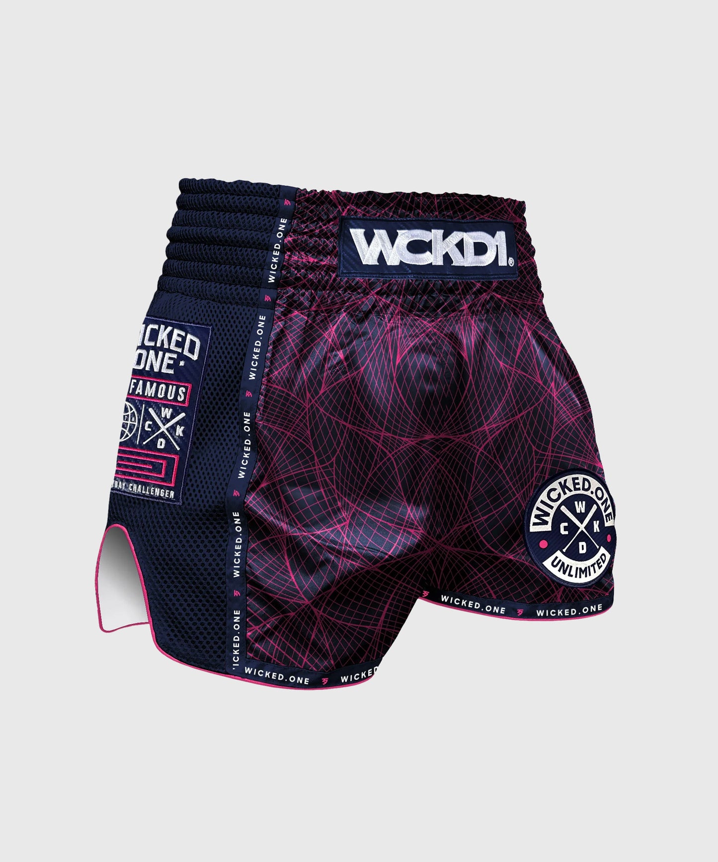 Short De Muay Thai Wicked One Metaverse - Bleu Marine / Rose