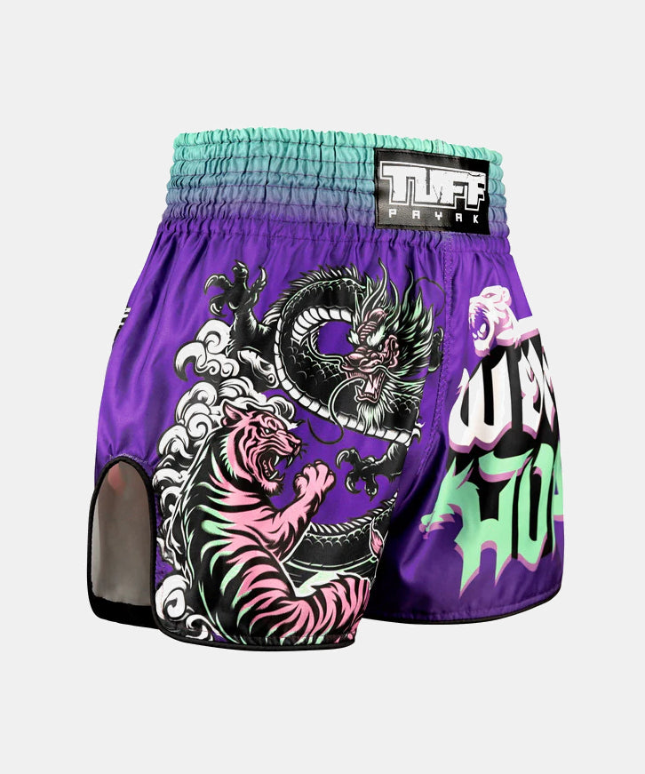Tuff Payak Shadow & Flame Muay Thai Shorts - Purple