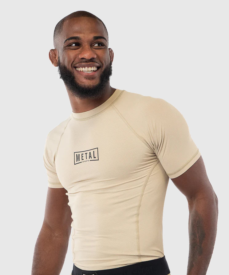 Rashguard Manches Courtes Metal Boxe Performance - Beige