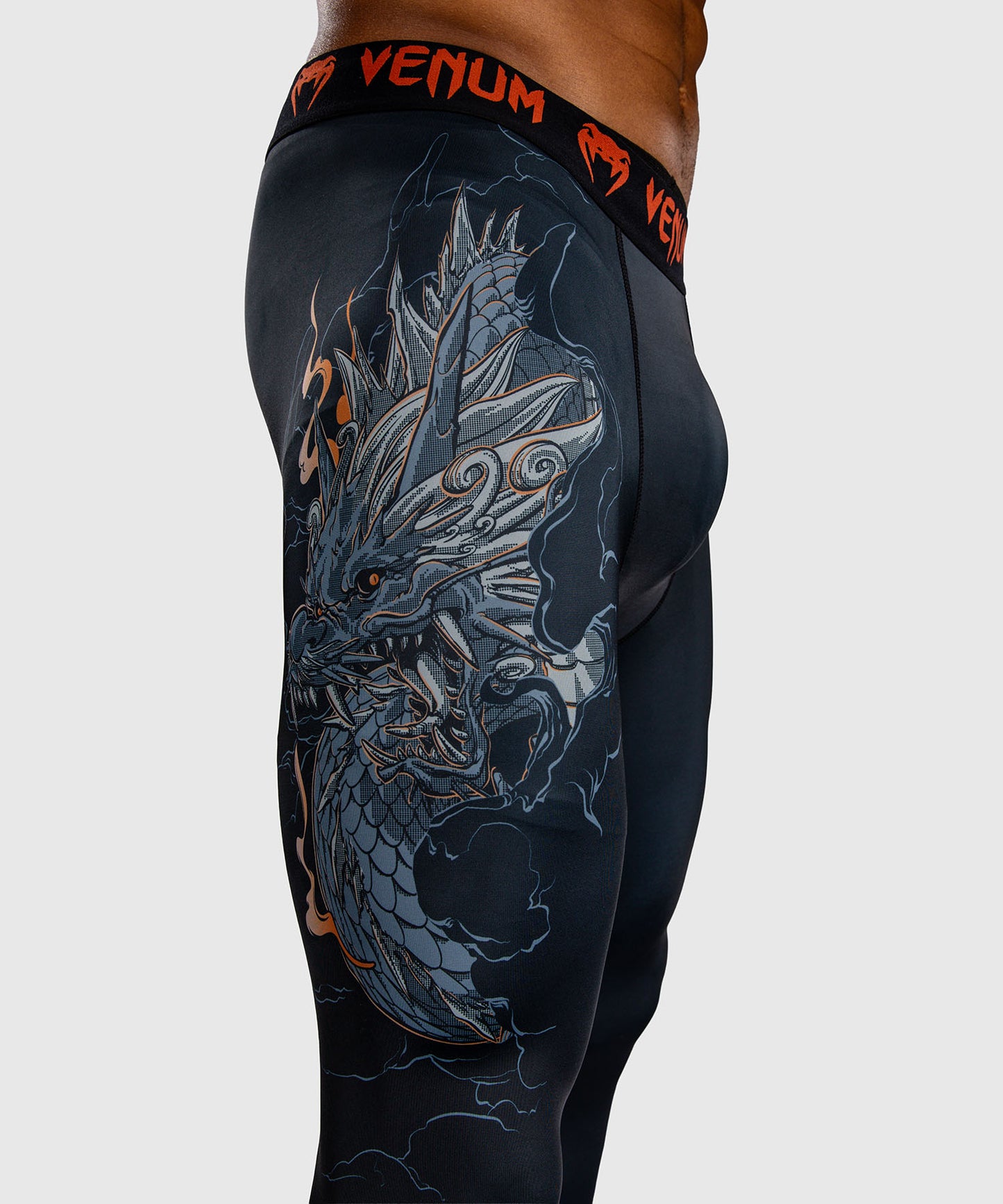 Pantalon de compression Venum Thunder Dragon – Noir/Gris/Cuivre