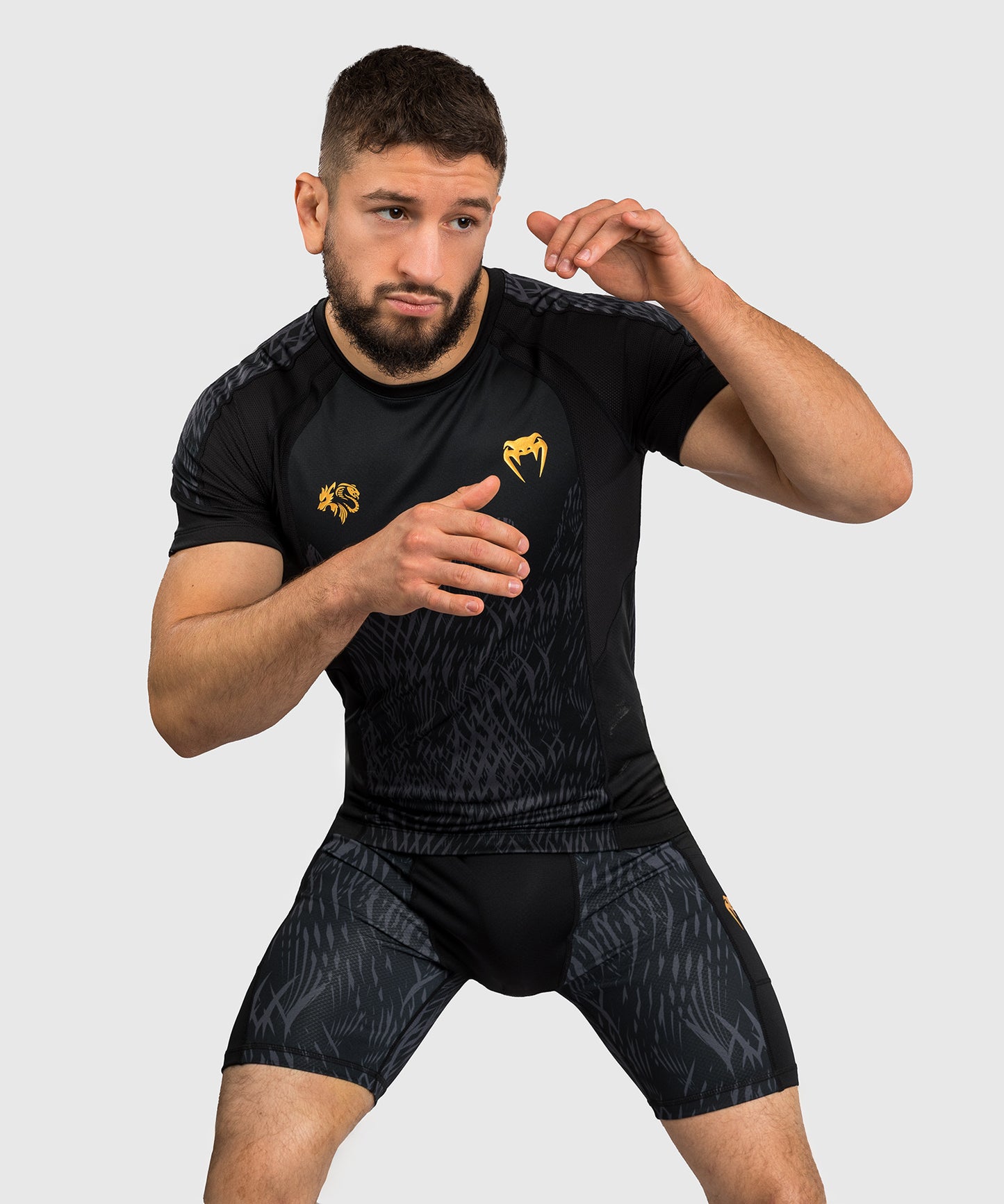 Venum x Chimaev Kurzarm-Rashguard - Schwarz/Grau