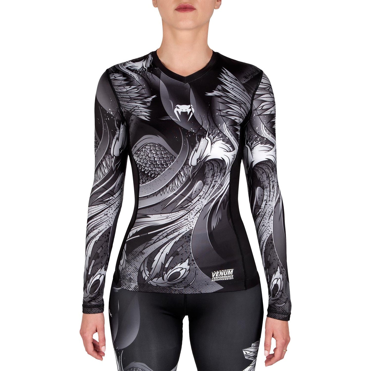 Venum Phoenix Women's Rashguard - Long Sleeve - Black/White