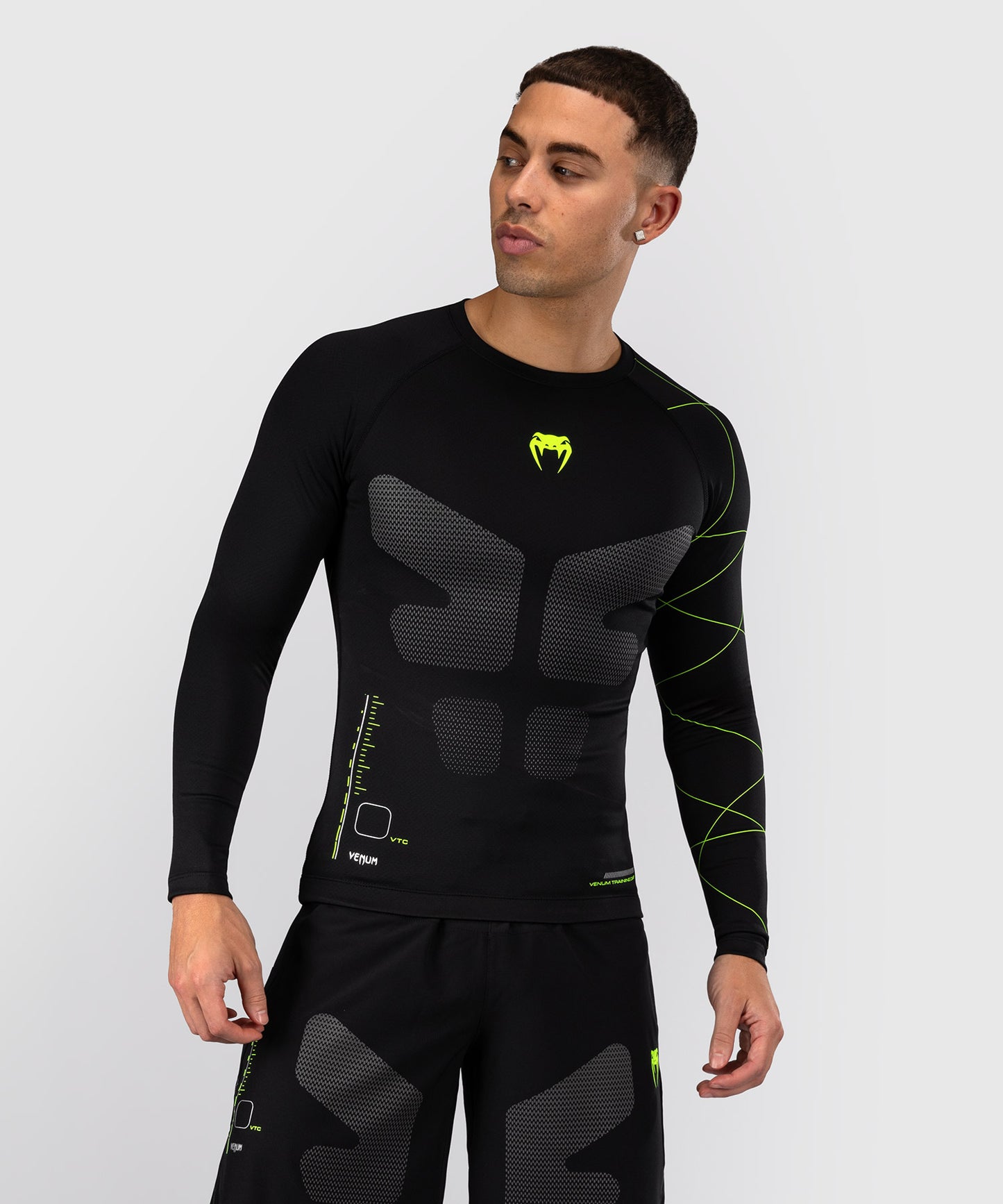Venum Training Camp 4.0 Langarm-Rashguard - Schwarz/Leuchtgrün