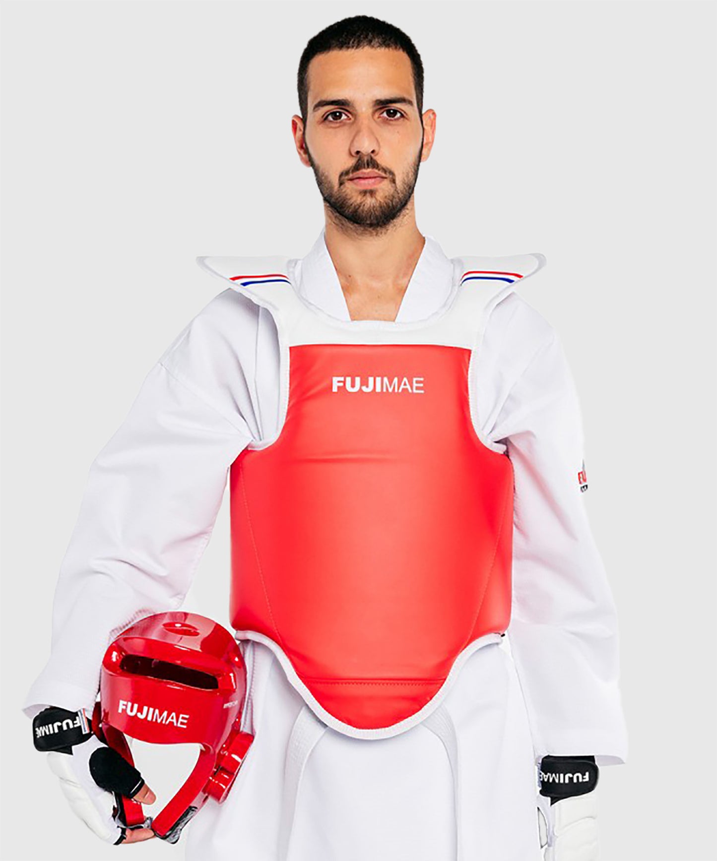 Plastron de taekwondo réversible Compétition WT Fujimae - Bleu/Rouge