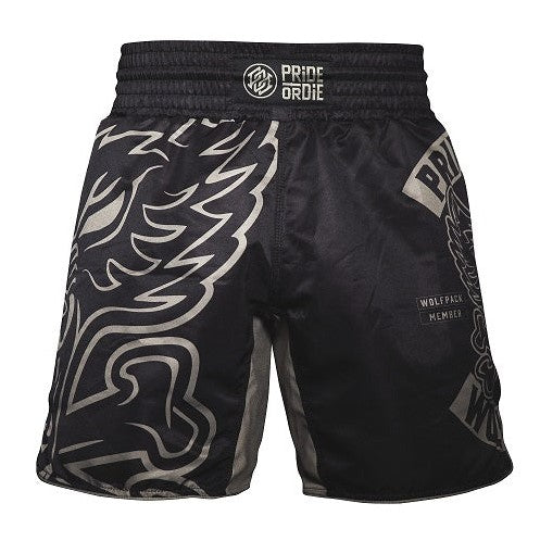 FIGHTSHORT PRIDE OR DIE WOLF PACK - SCHWARZ