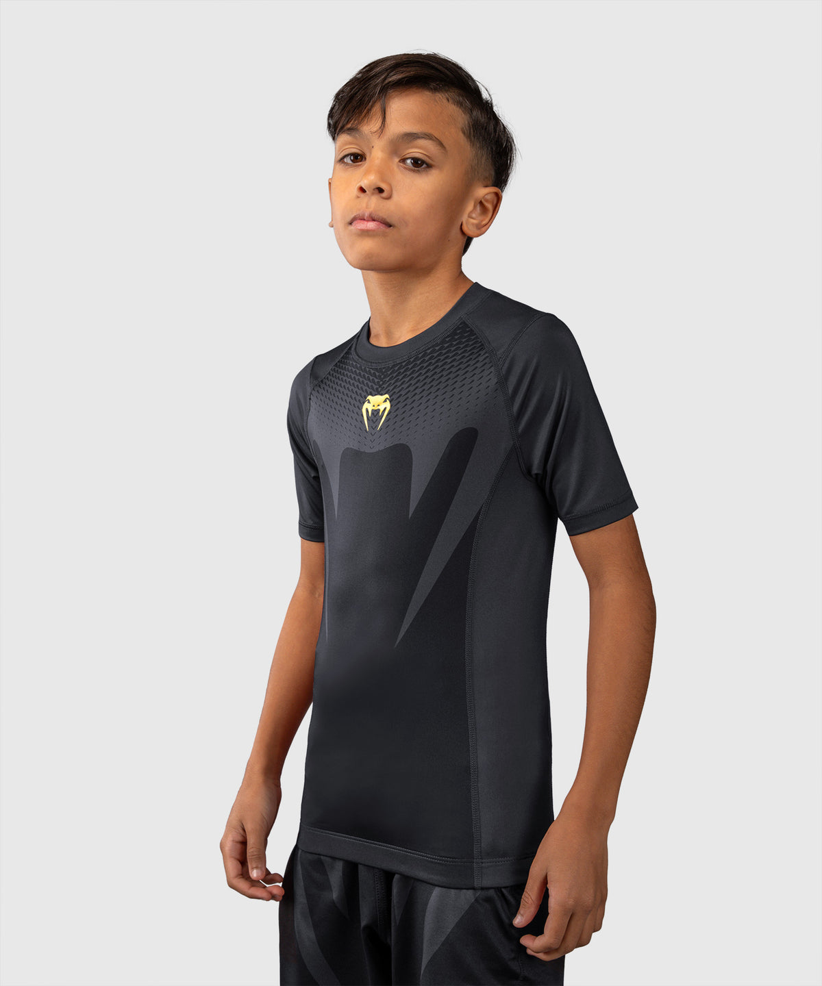 Rashguard manches courtes pour Enfant Venum Attack - Noir/Or