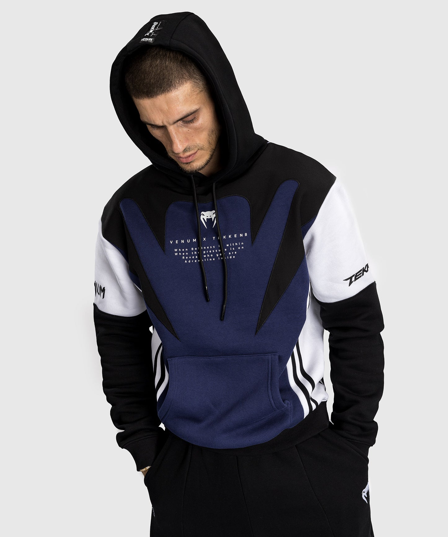 Venum x Tekken 8 Hooded Sweatshirt - Jin Kazama - Blue/Black/White