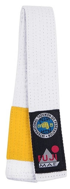Ceinture de Taekwondo ITF Bicolore FUJIMAE - Blanc/Jaune