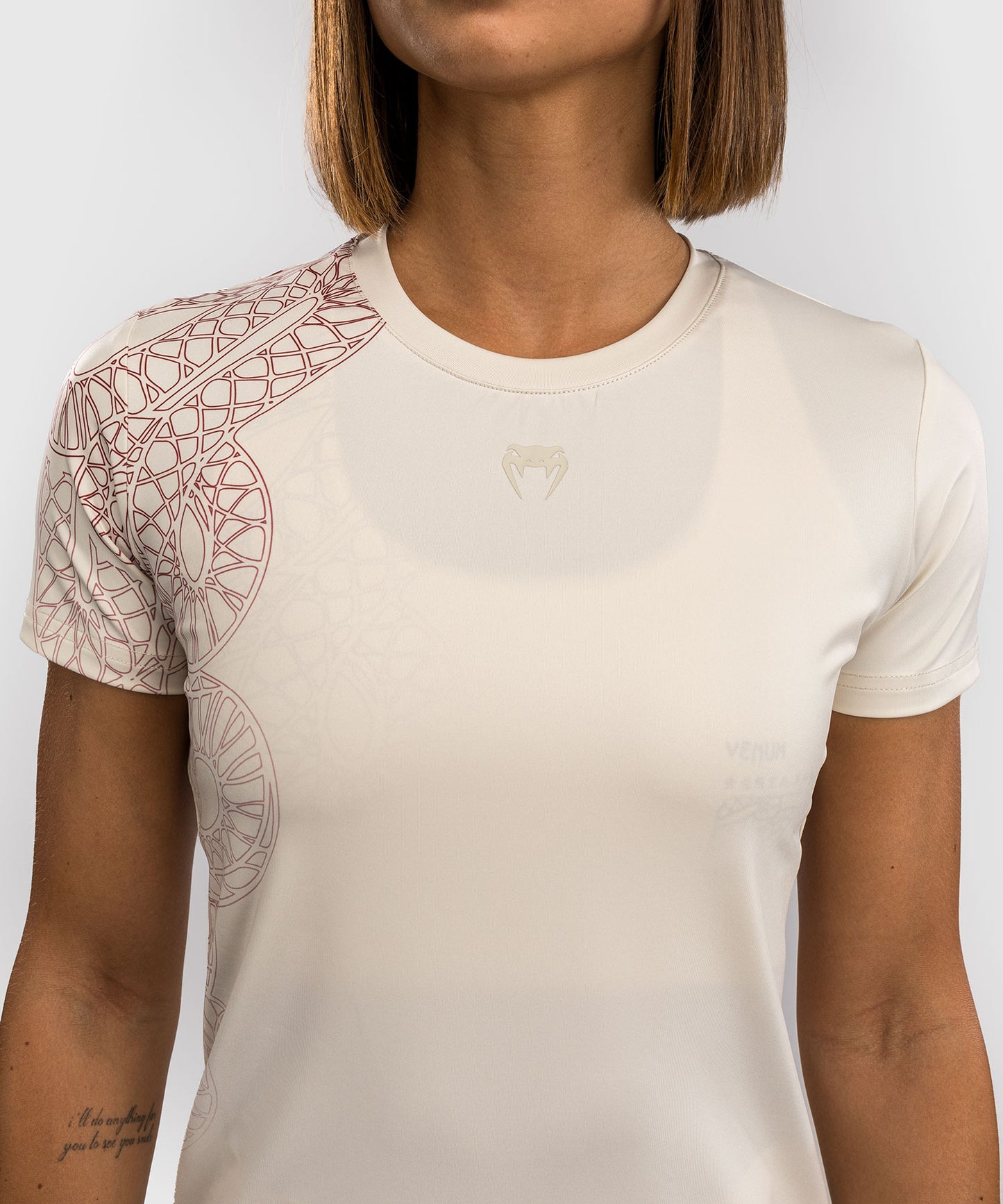 T-shirt Dry-Tech pour Femmes Venum Serpenti – Ivoire/Bordeaux