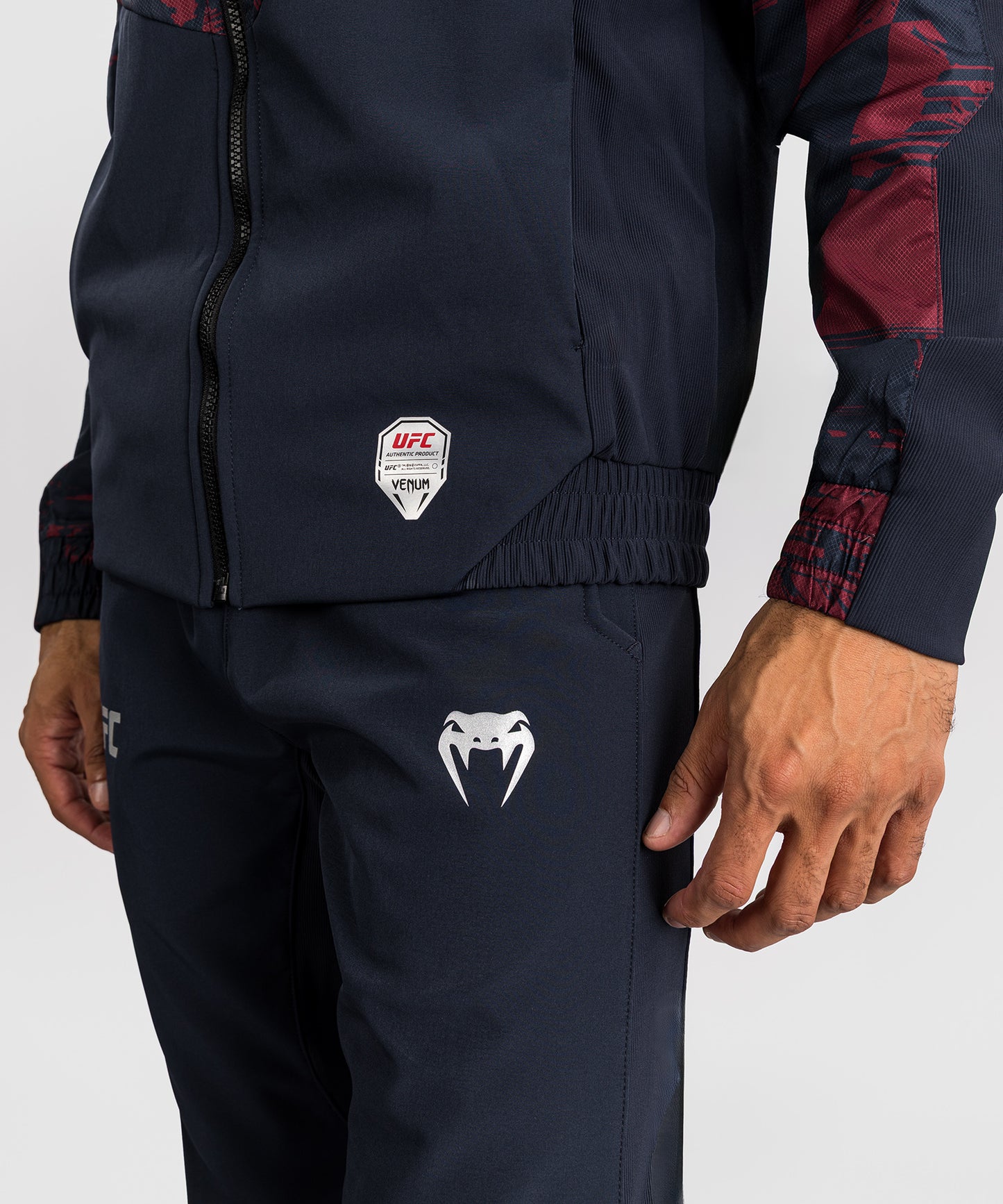 UFC Zenith by Venum Authentic Fight Week Zip Hoodie Herren - Marineblau/Burgunderrot/Silber