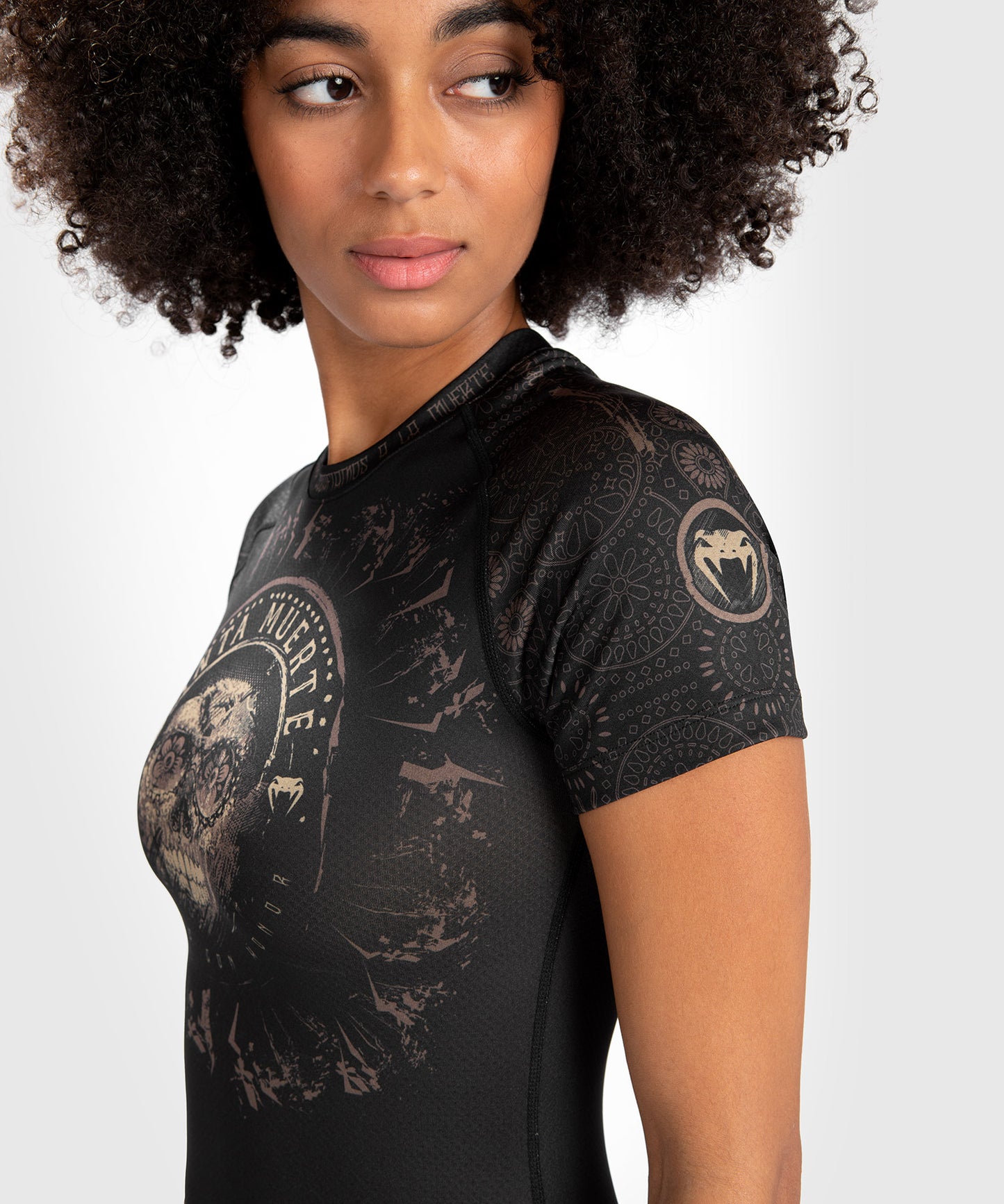 Rashguard Santa Muerte Dark Side Femme Venum - Manches Courtes - Noir/Marron