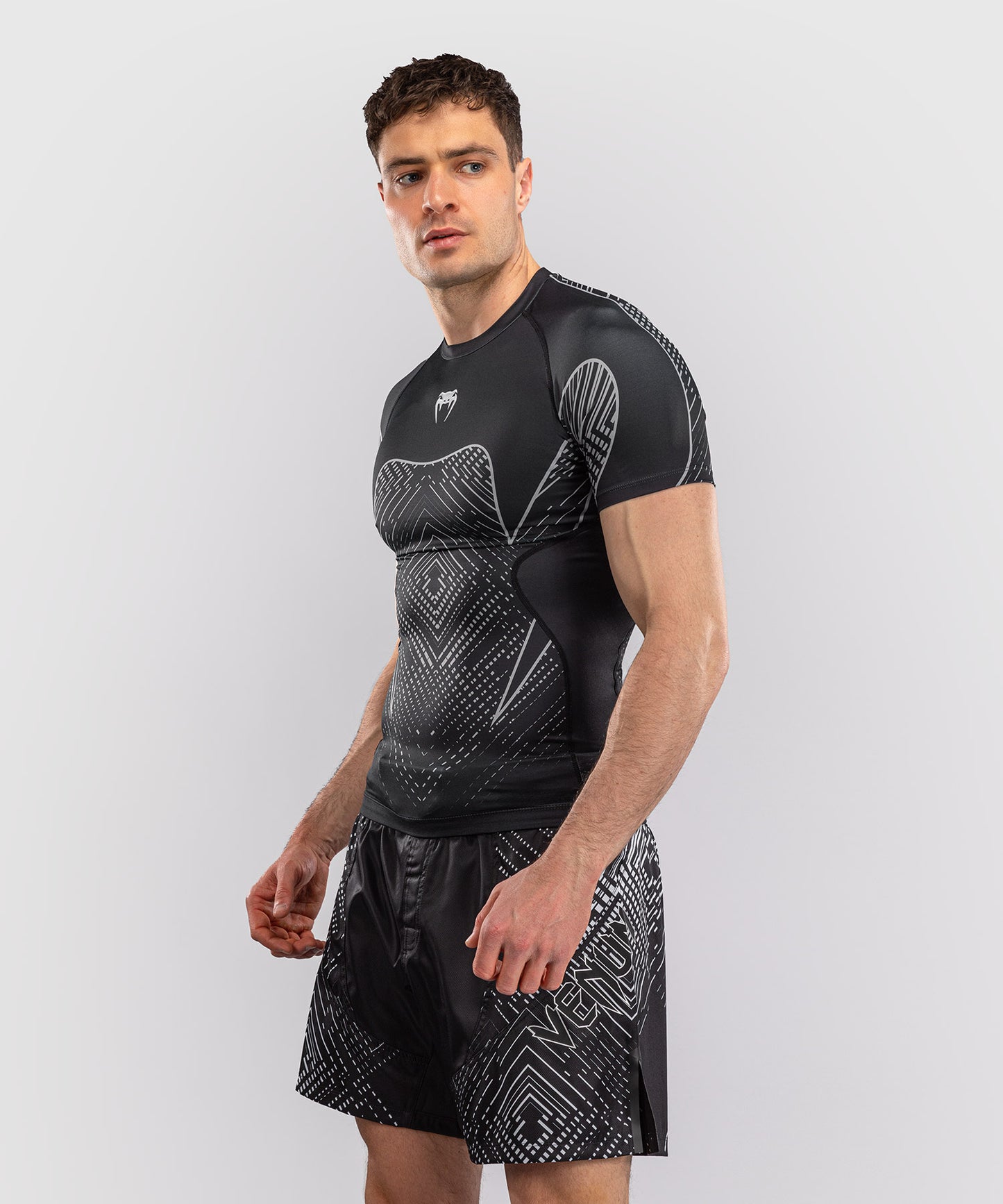 Venum Midnight Fury Rashguard Manga Corta – Negro/Gris/Plata
