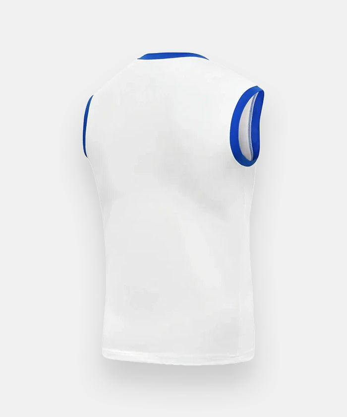 RDX Sleeveless Training T-shirt WAKO Approved - White/Blue