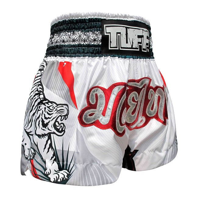 Short Muay Thai Tuff White Tiger - Blanc