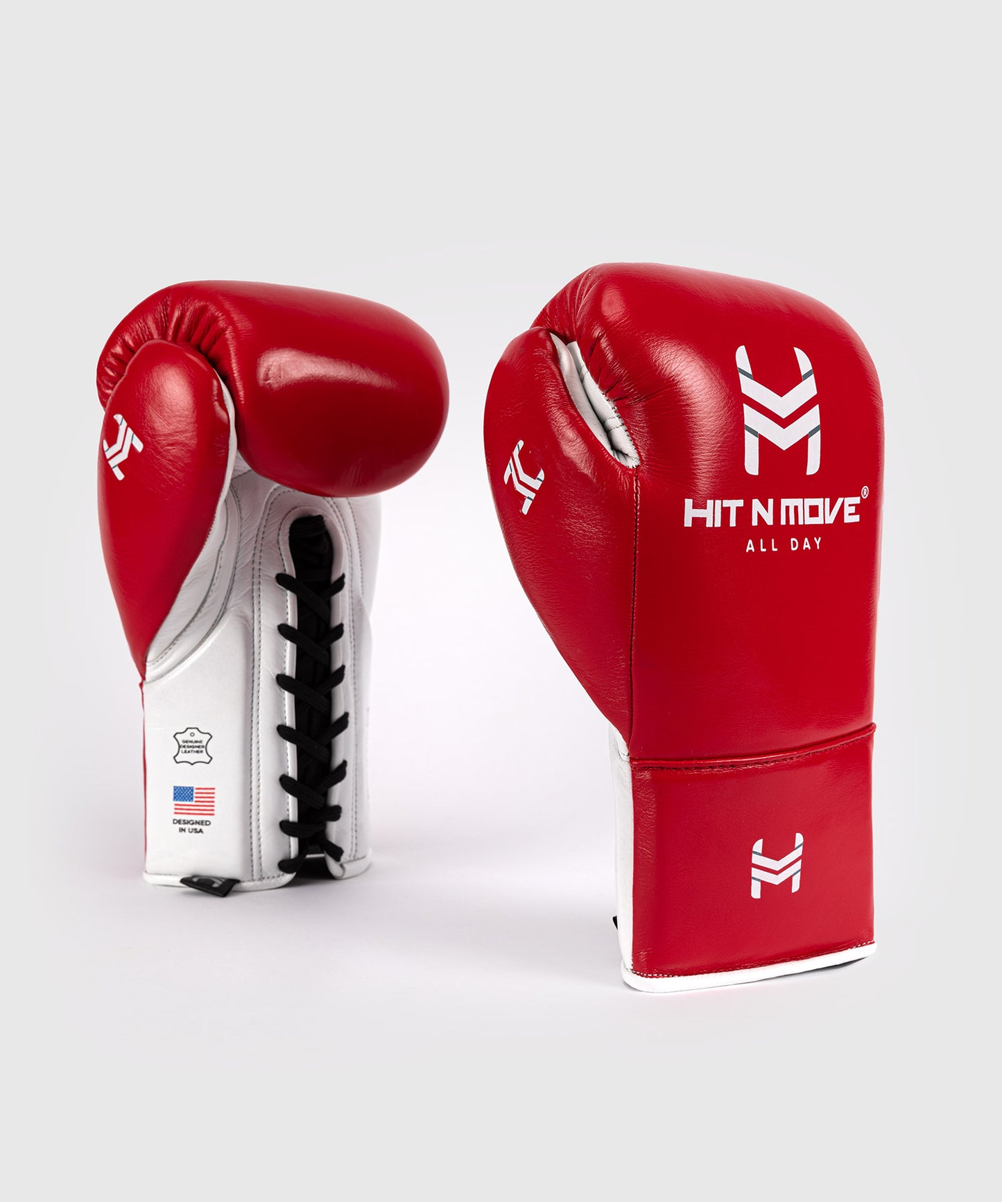 Hit N Move All Day® Pro Agility Lace-up Boxing Gloves - Red/White