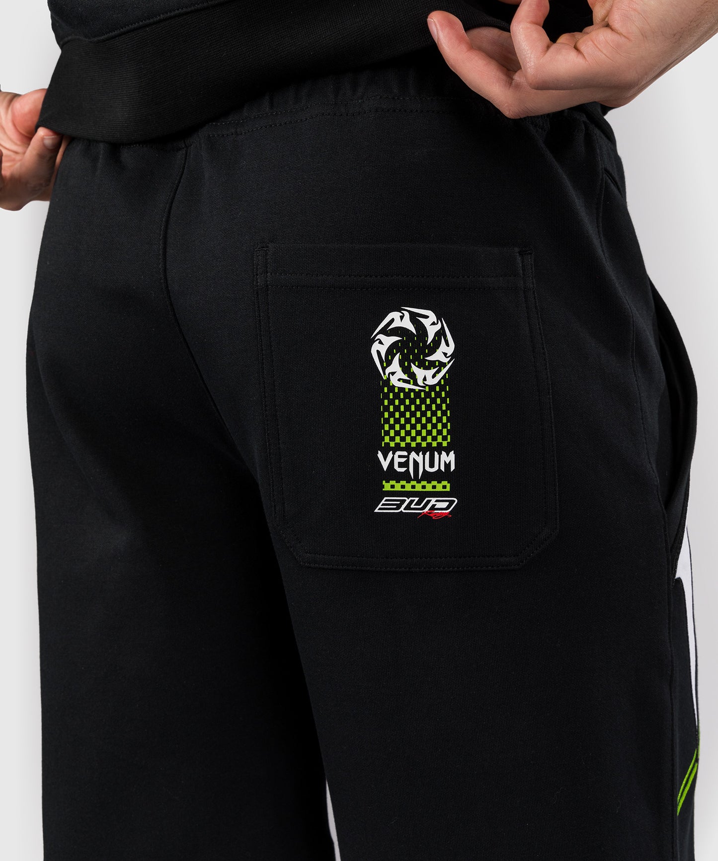 Venum x Bud Racing Men's Cotton Shorts - Black/White/Lime Green