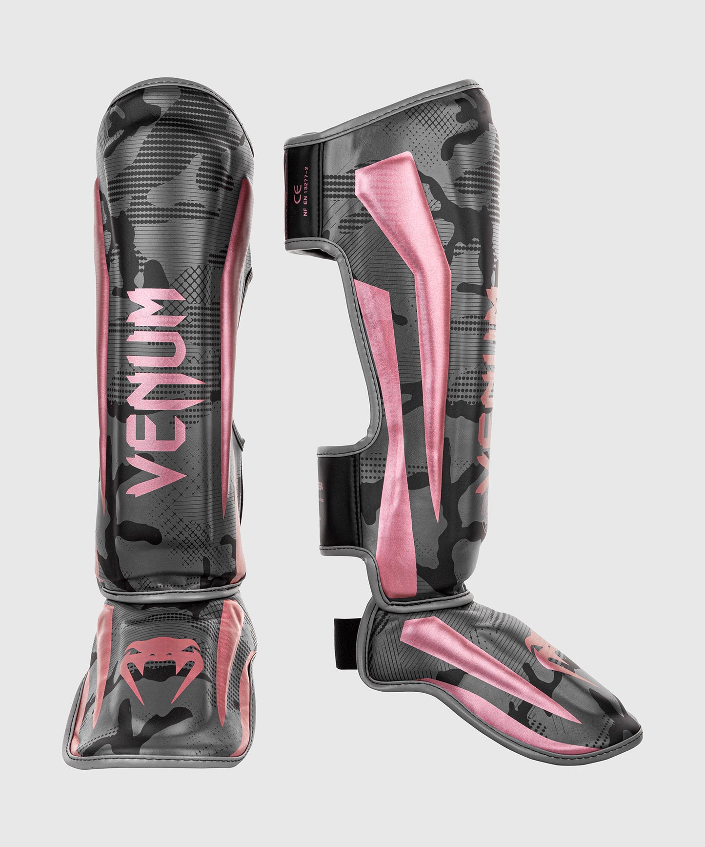 Protège-tibias Venum Elite – Noir/Rose/Or