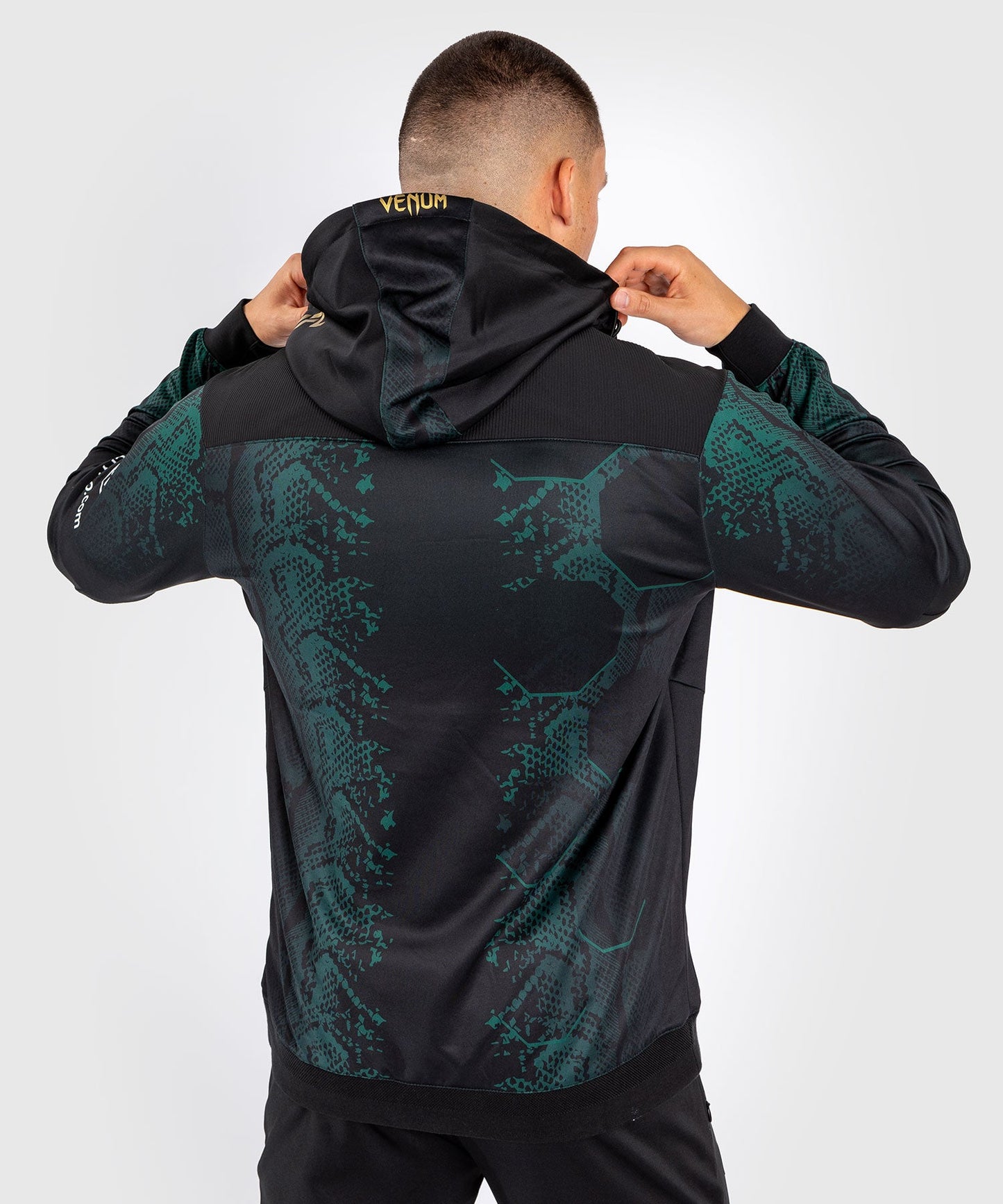 Men's UFC Adrenaline by Venum Authentic Fight Night Hooded Jacket - Emerald Edition - Green/Black/Gold