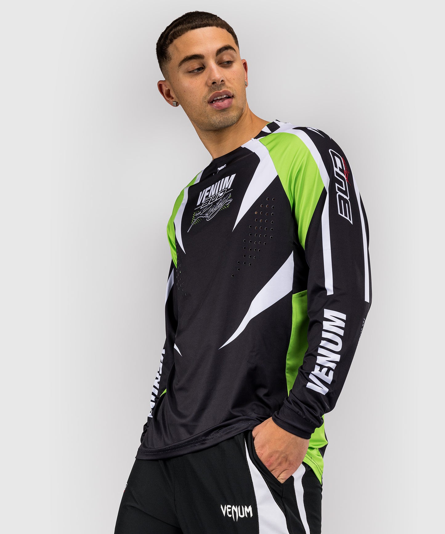 Venum x Bud Racing Men's Dry-Tech T-Shirt - Black/White/Lime Green