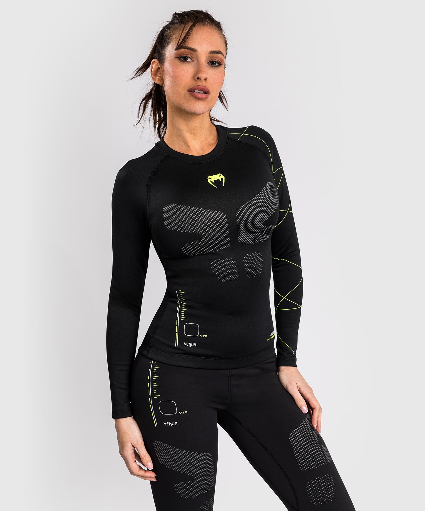 Rashguard Manches Longues Venum Training Camp 4.0 - Noir/Vert Fluo