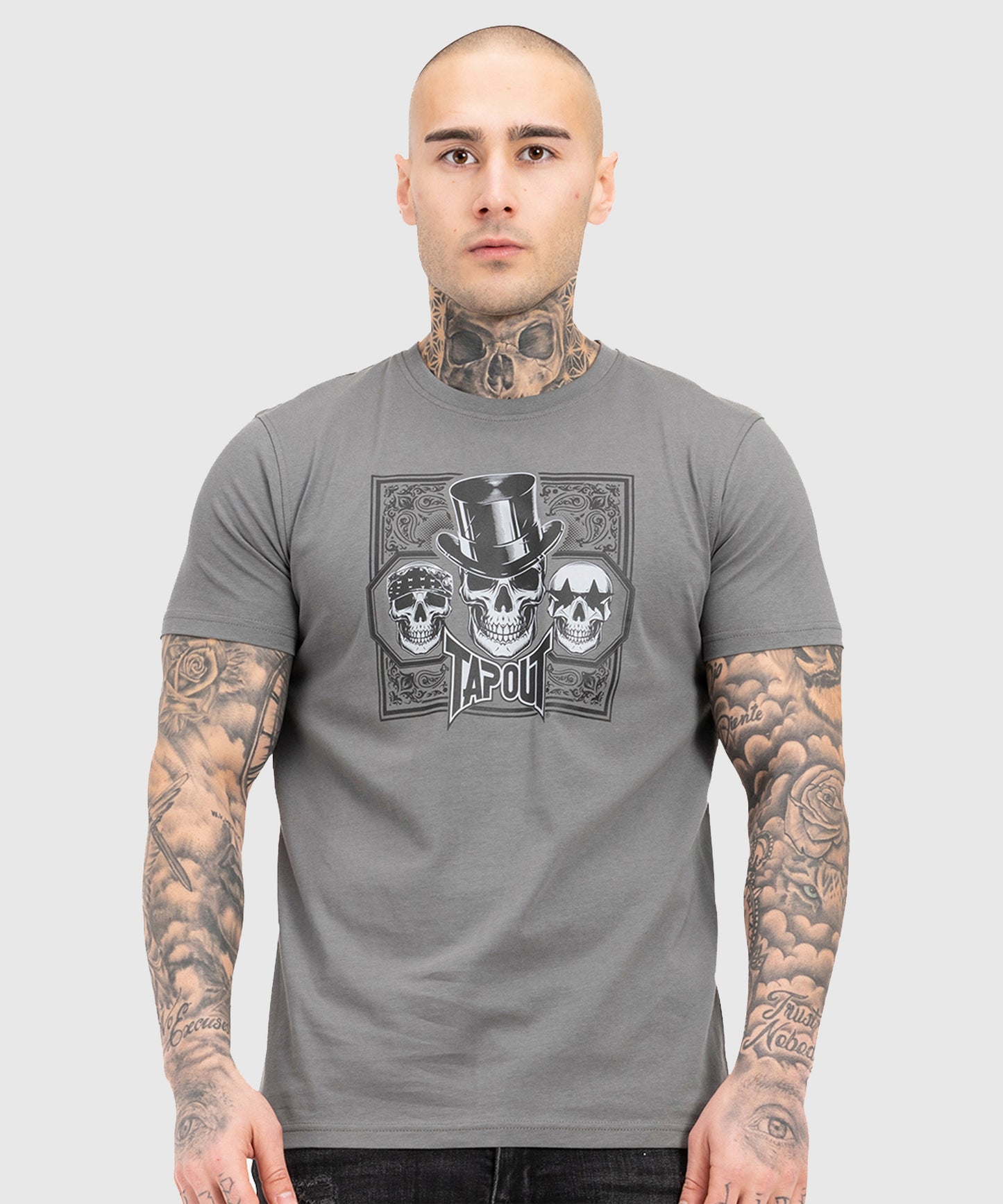 Tapout Skull T-Shirt - Grau/Schwarz