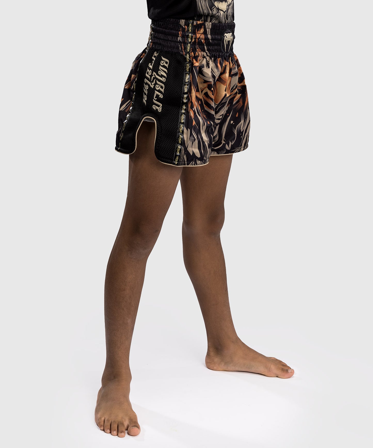 Venum Tiger Muay Thai Shorts for Kids - Black/Orange Neon