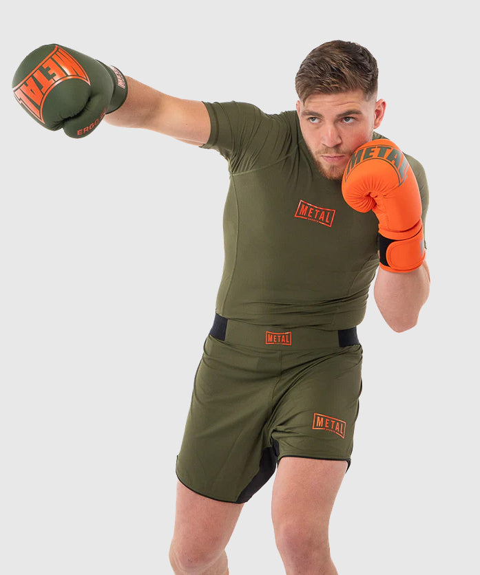 Fightshort Metal Boxe - Kaki/Orange