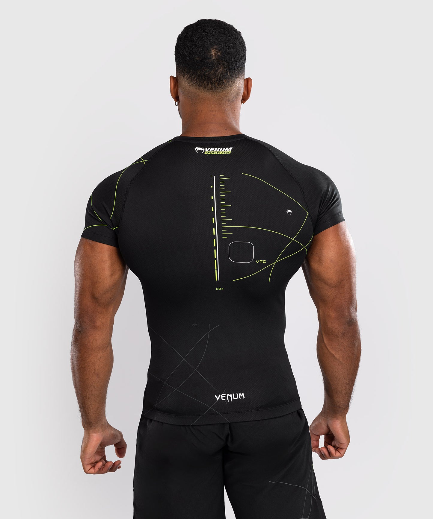 Venum Training Camp 4.0 Kurzarm Rashguard - Schwarz/Neo-Grün