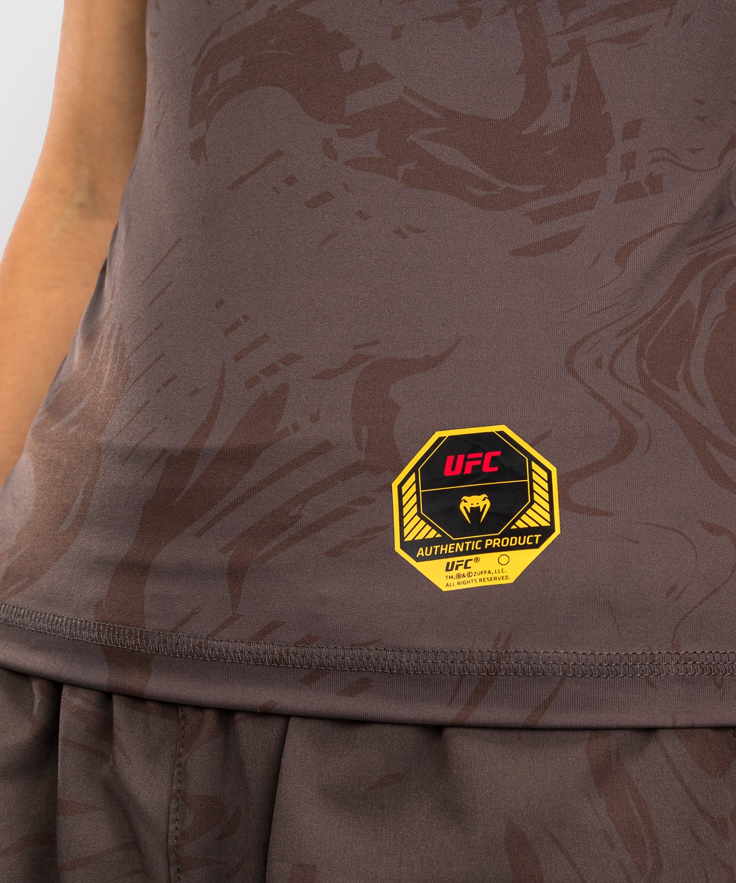 Rashguard Performance à Manches Courtes pour Femmes UFC Fusion by Venum Fight Week - Marron Terrestre