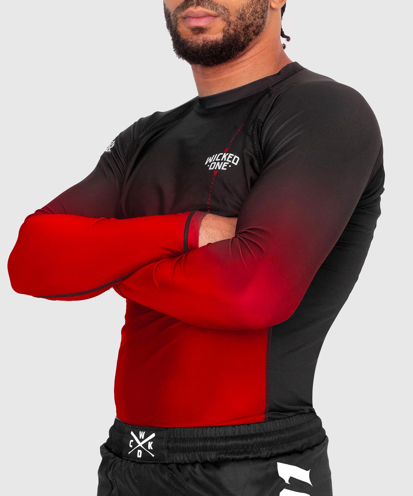 Wicked One Ghost Rashguard a Maniche Lunghe - Nero/Rosso