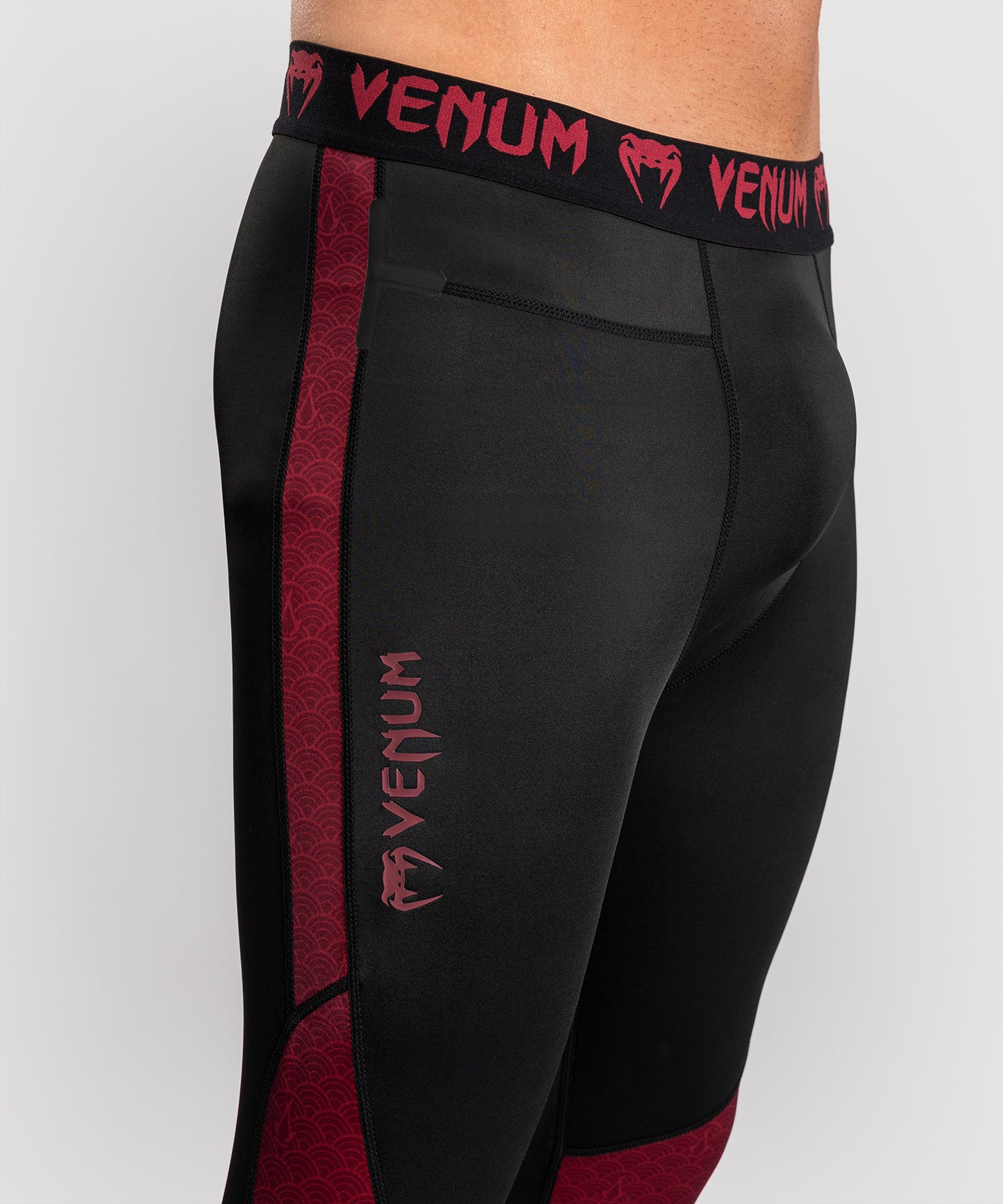 Men's Compression Pants Venum x Assassin's Creed: Shadows - Bordeaux/Black