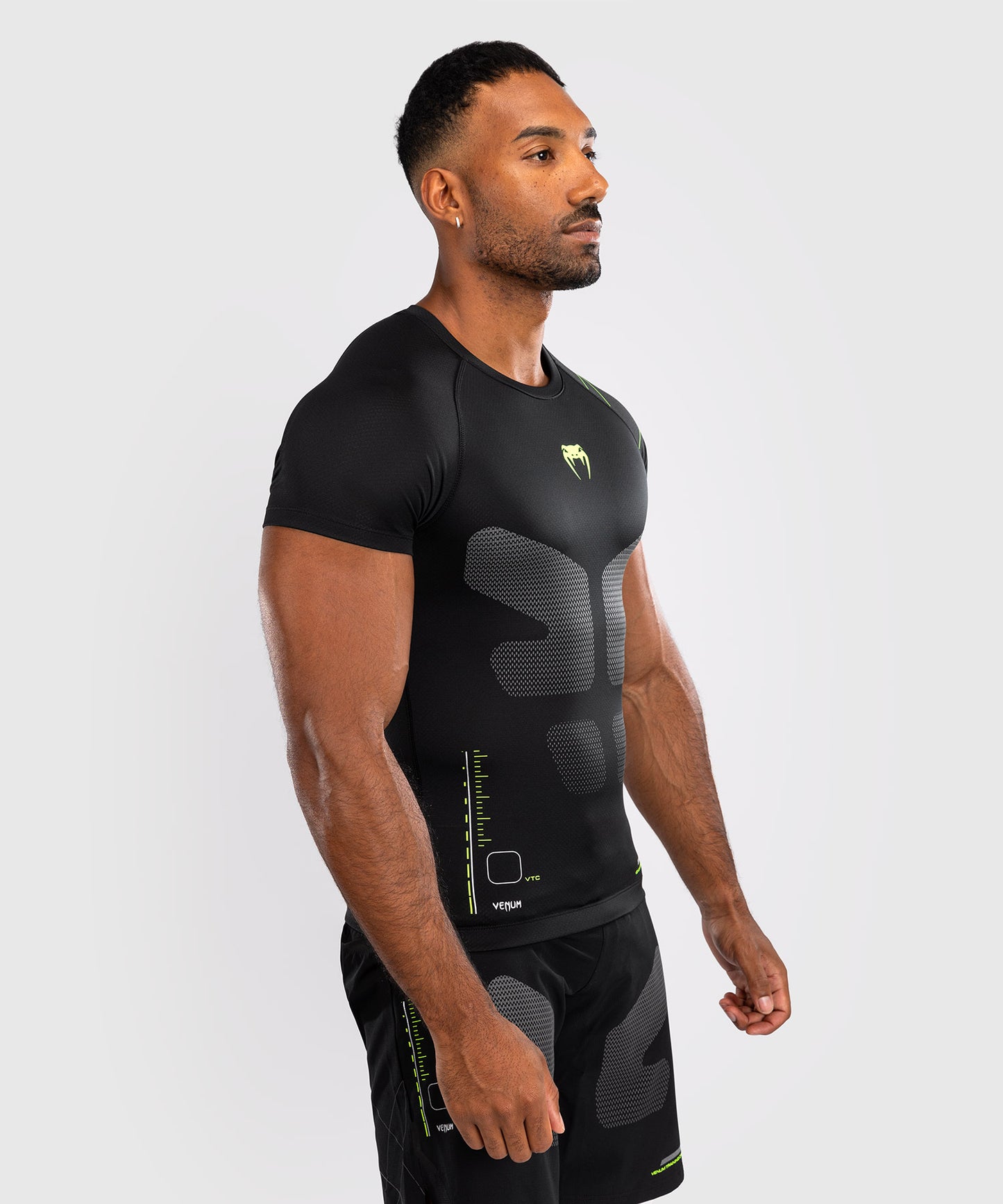 Venum Training Camp 4.0 Kurzarm Rashguard - Schwarz/Neo-Grün