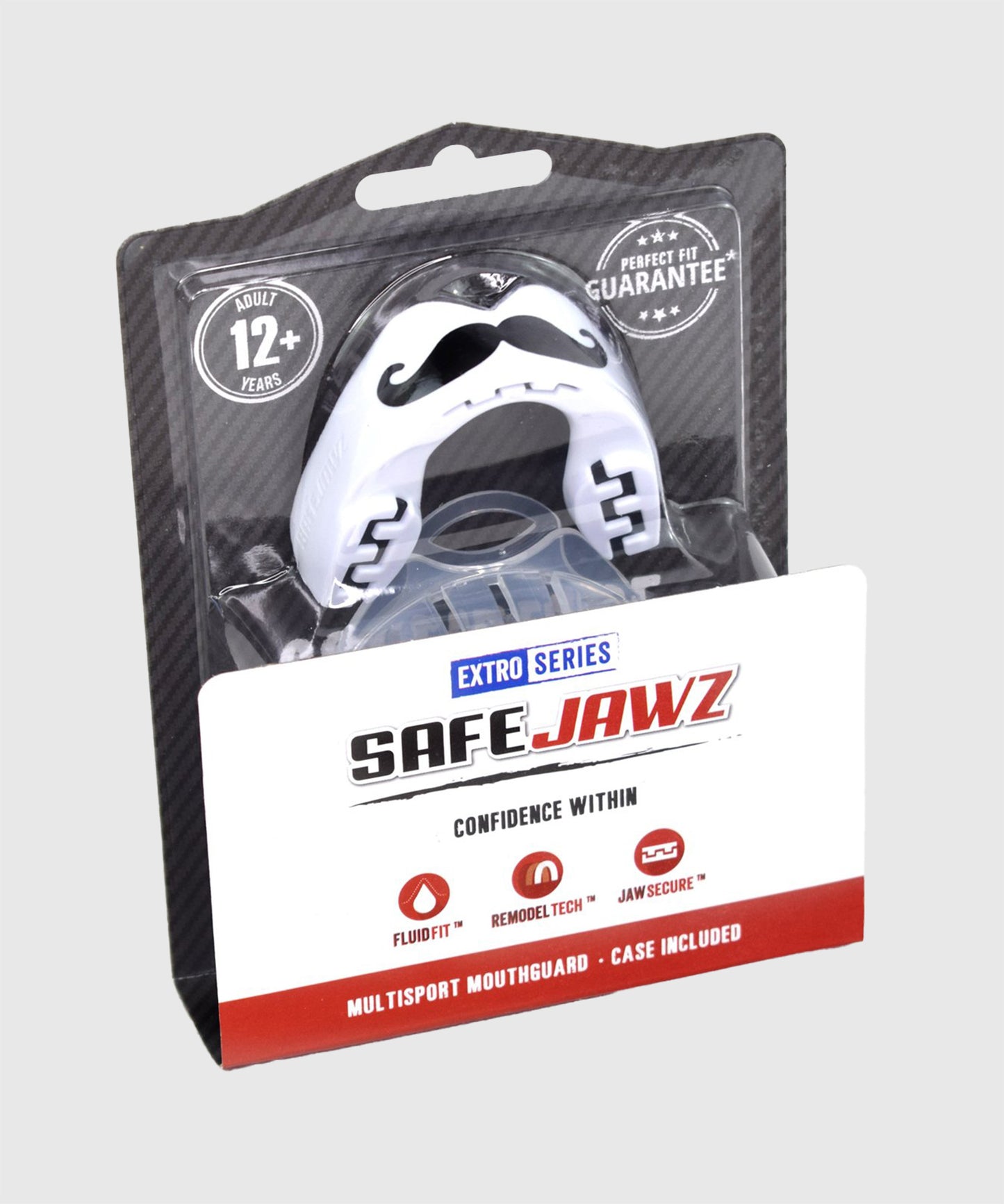 Protège-dents Safejawz Moustache - Adulte - Blanc/Noir