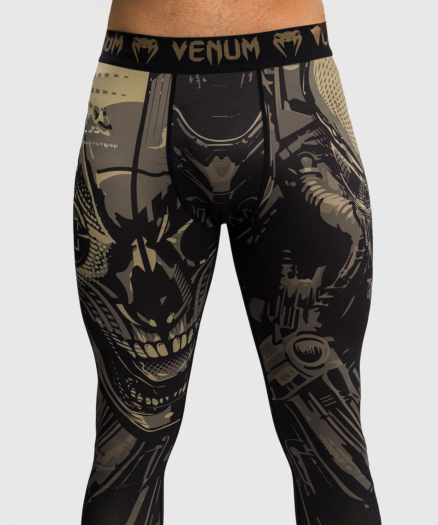 Pantaloni a compressione Venum Space Invader - Nero/Sabbia