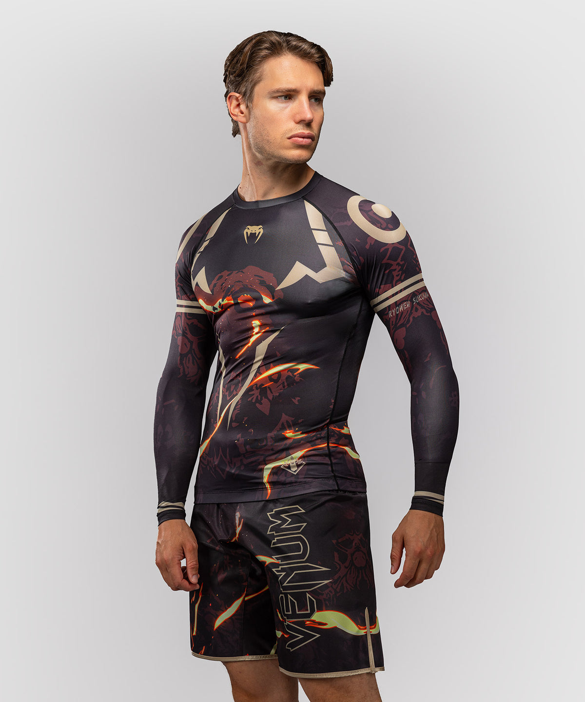 Jujutsu Kaisen x Venum Sukuna Rashguard Manga Larga – Negro/Arena