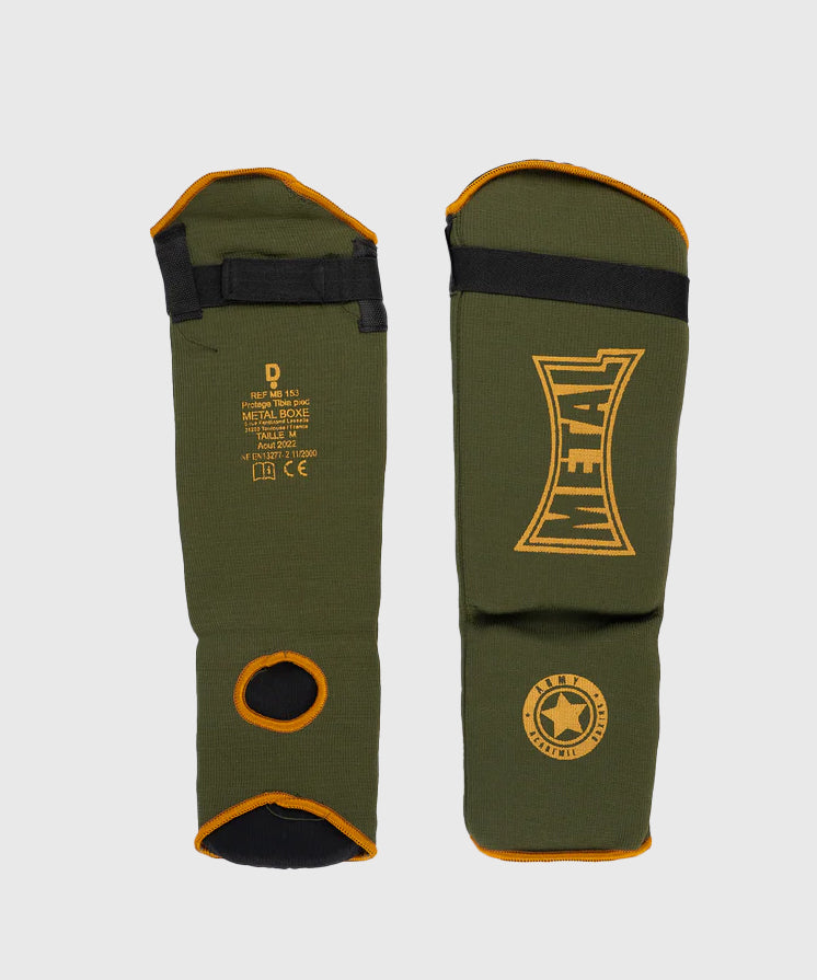 Protège-Tibias Et Coup De Pieds Coton Metal Boxe Military - Kaki
