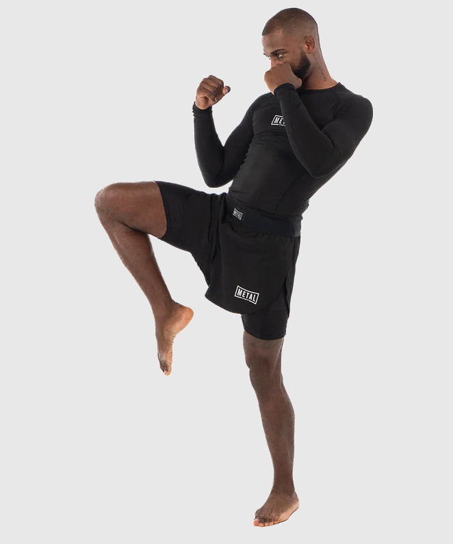 Fightshort 2 En 1 Metal Boxe - Noir