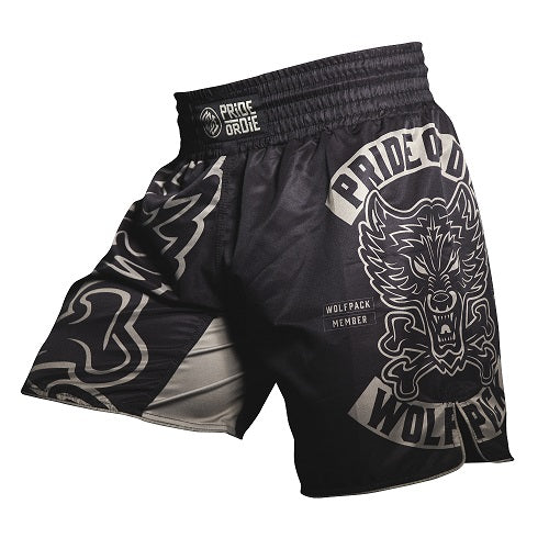 FIGHTSHORT PRIDE OR DIE WOLF PACK - SCHWARZ