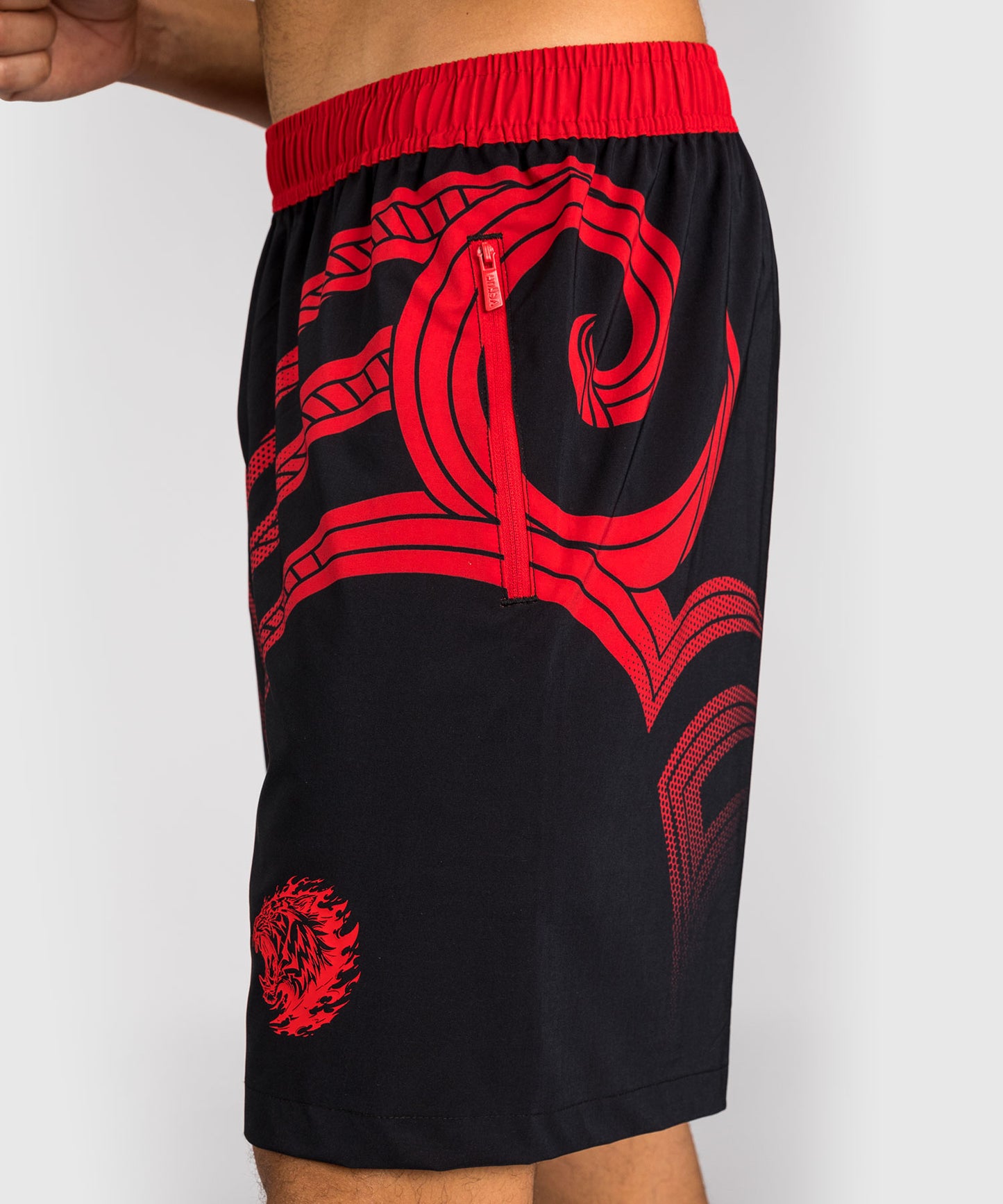 Venum x Mike Tyson Tiger Training Pantalones Cortos - Negro Profundo/Rojo Intenso