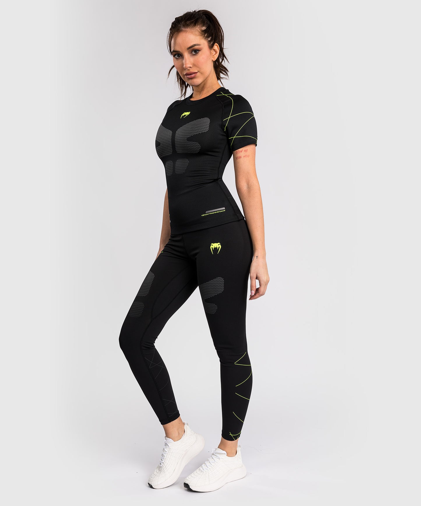 Venum Training Camp 4.0 Kurzarm Rashguard - Schwarz/Neo-Grün