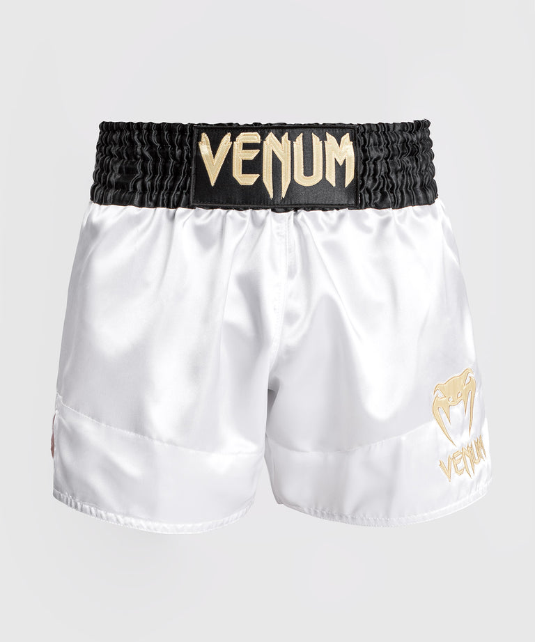 Short De Combat Muay Thai - Unisexe Taille Réglable - Blanc - Polyester Respirant - Pour MMA, Kickboxing - Taille XL