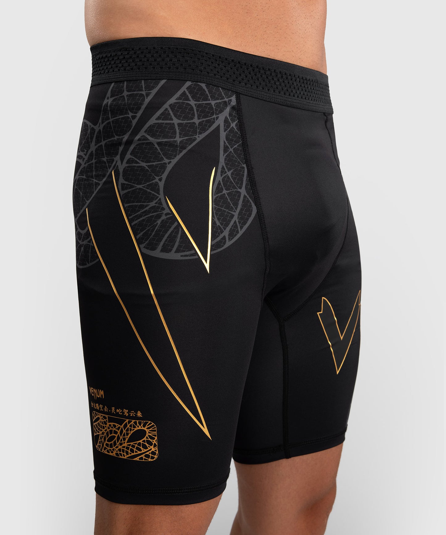 Short de Compression Venum Serpenti – Noir/Argent/Or