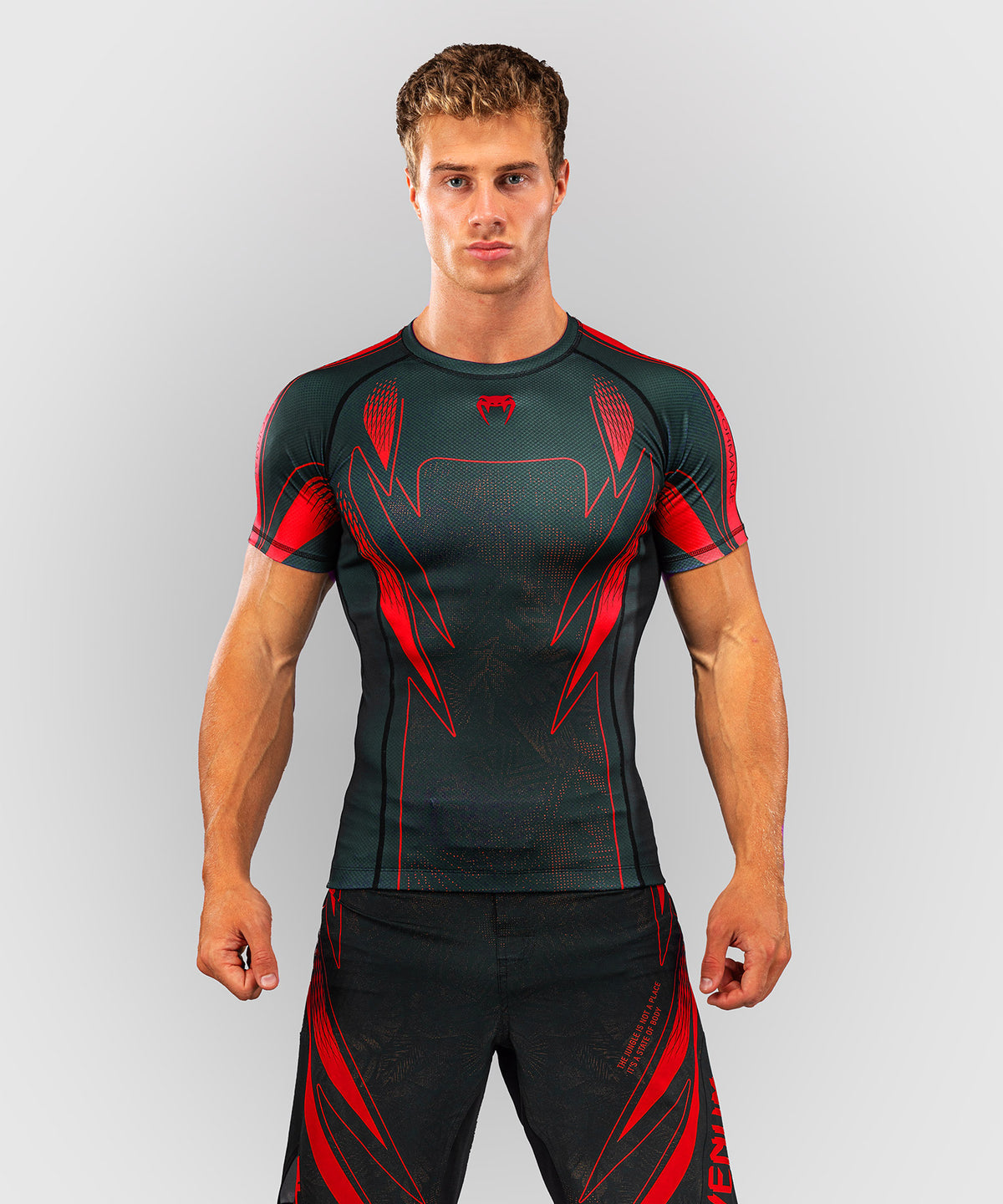 Venum Amazonia Reborn Camiseta de compresión de manga corta - Negro/Rojo