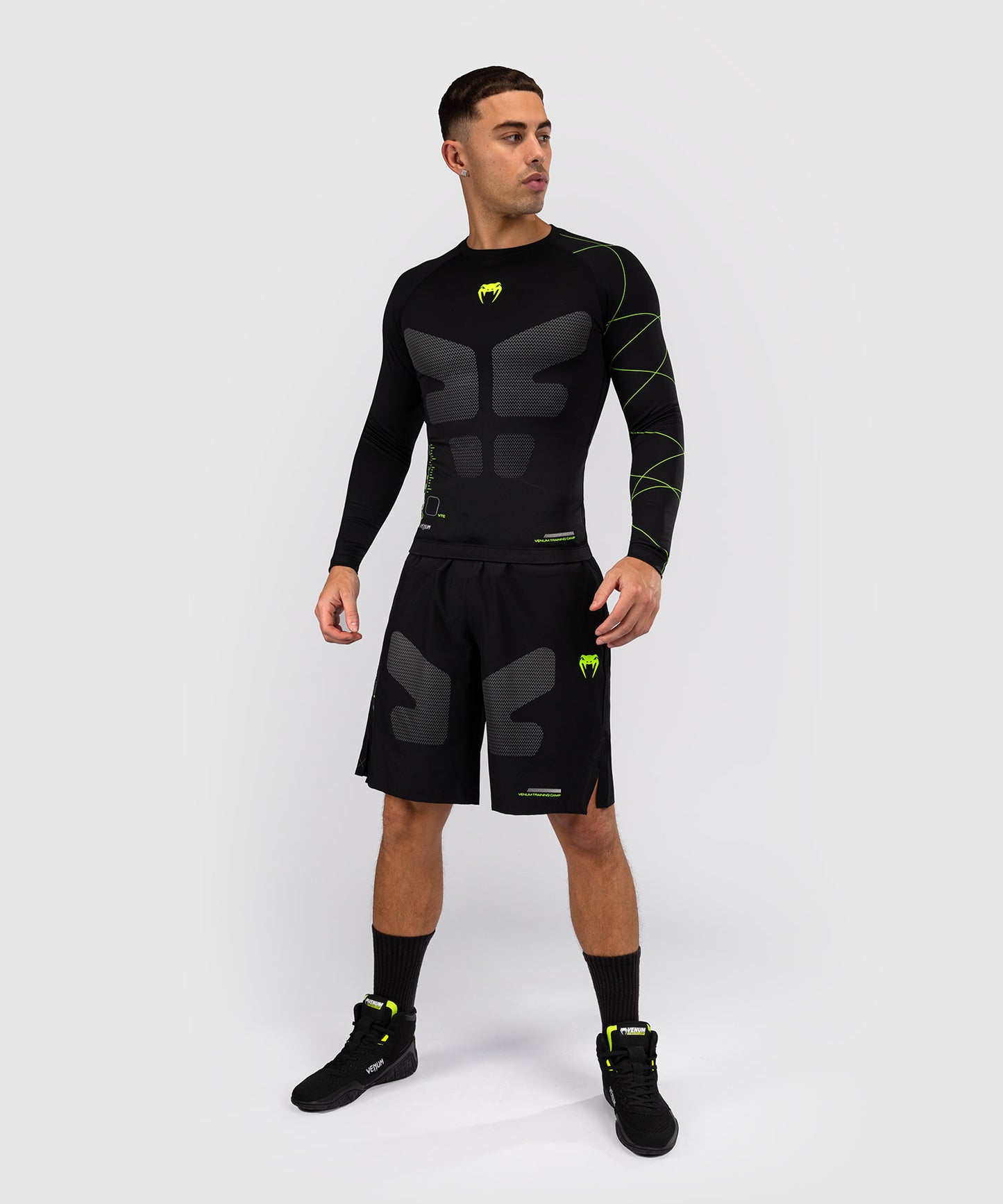 Venum Training Camp 4.0 Langarm-Rashguard - Schwarz/Leuchtgrün