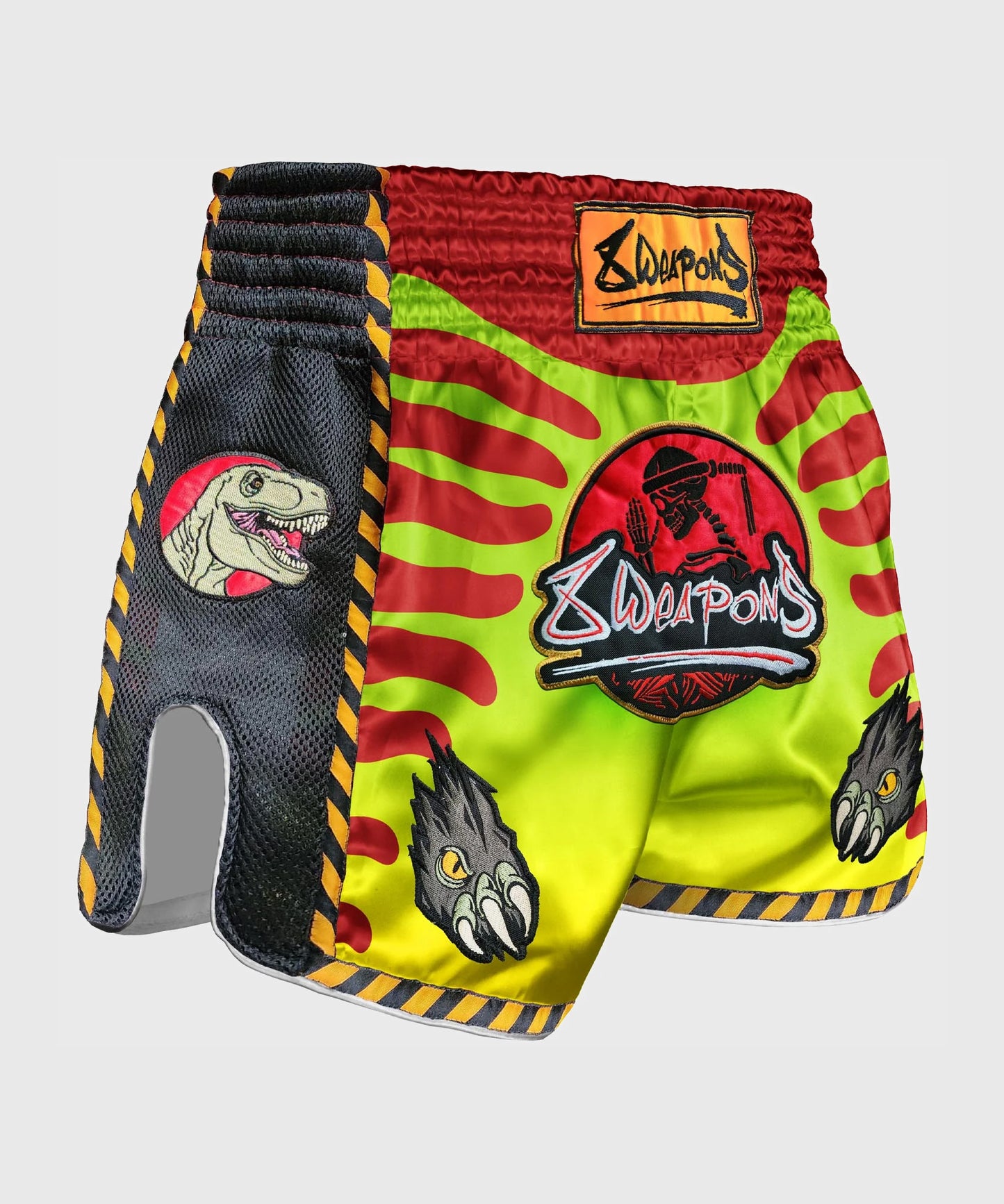 Short De Muay Thai 8 Weapons Jurassic - Vert/Rouge