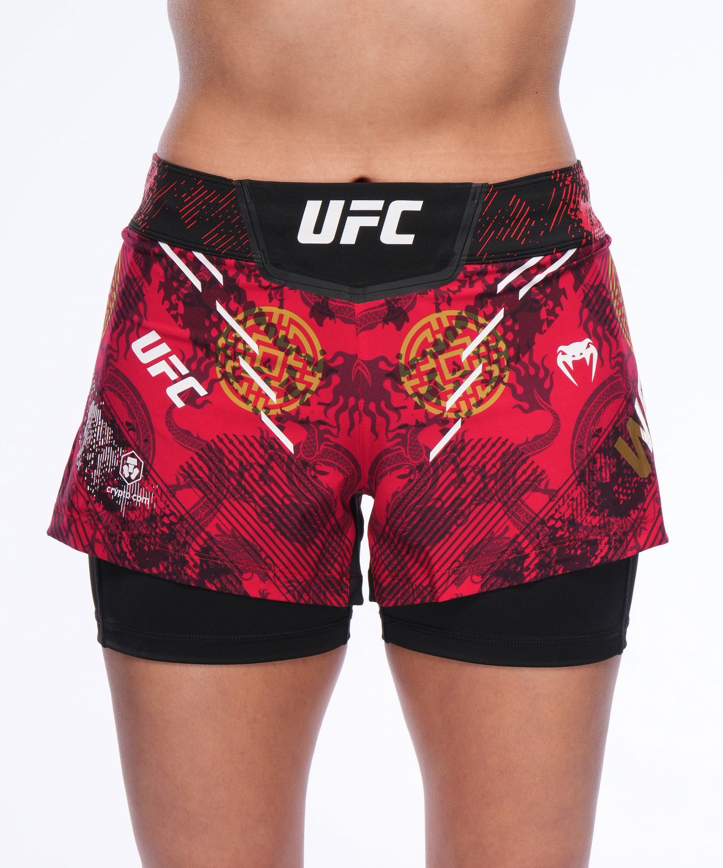 UFC Adrenaline Unrivaled by Venum Weili Zhang Fightshort - Rot/Gelb/Schwarz
