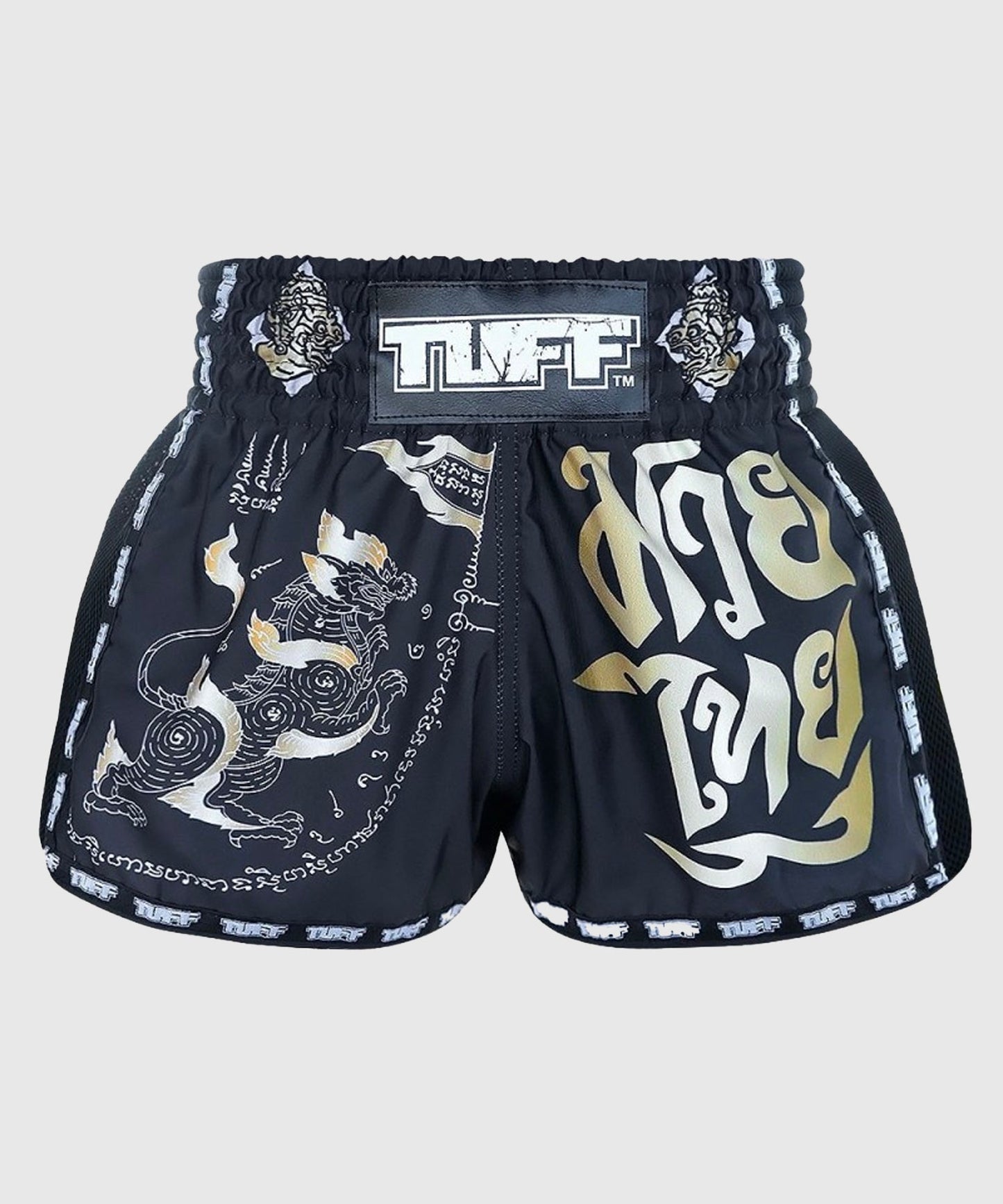 Tuff Retro Singha Yantra Muay Thai Shorts - Schwarz